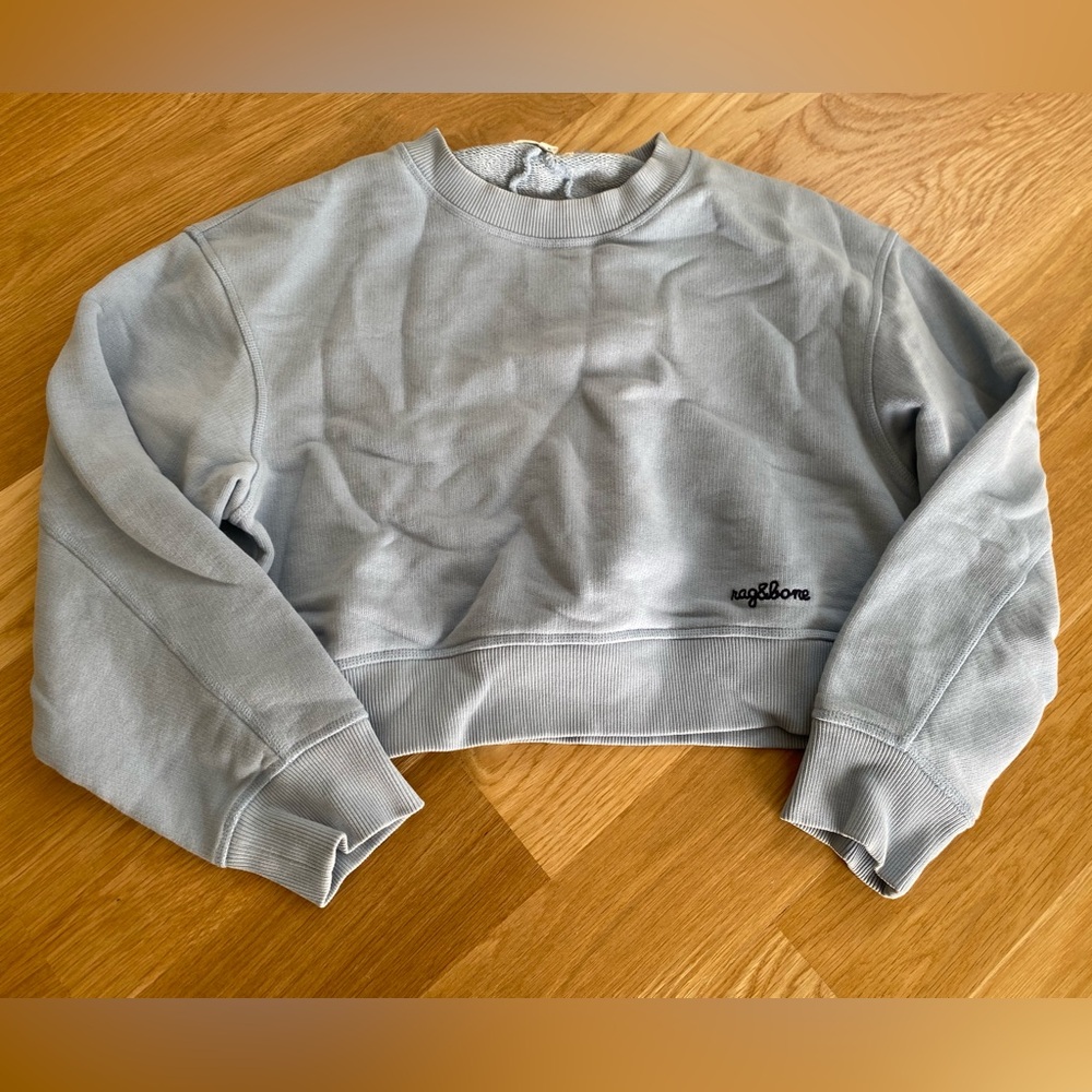 Rag & Bone Women's Light Blue Cotton Sweatshirt in Size S. Boxy fit!